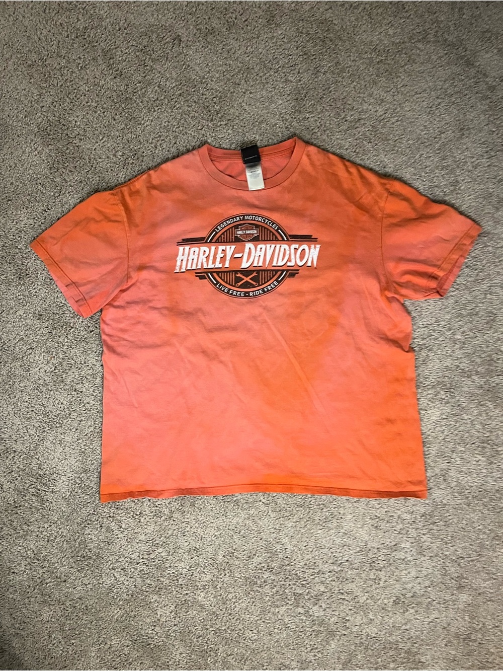 Harley-Davidson Orange Short Sleeve Tee with White Logo Size XL